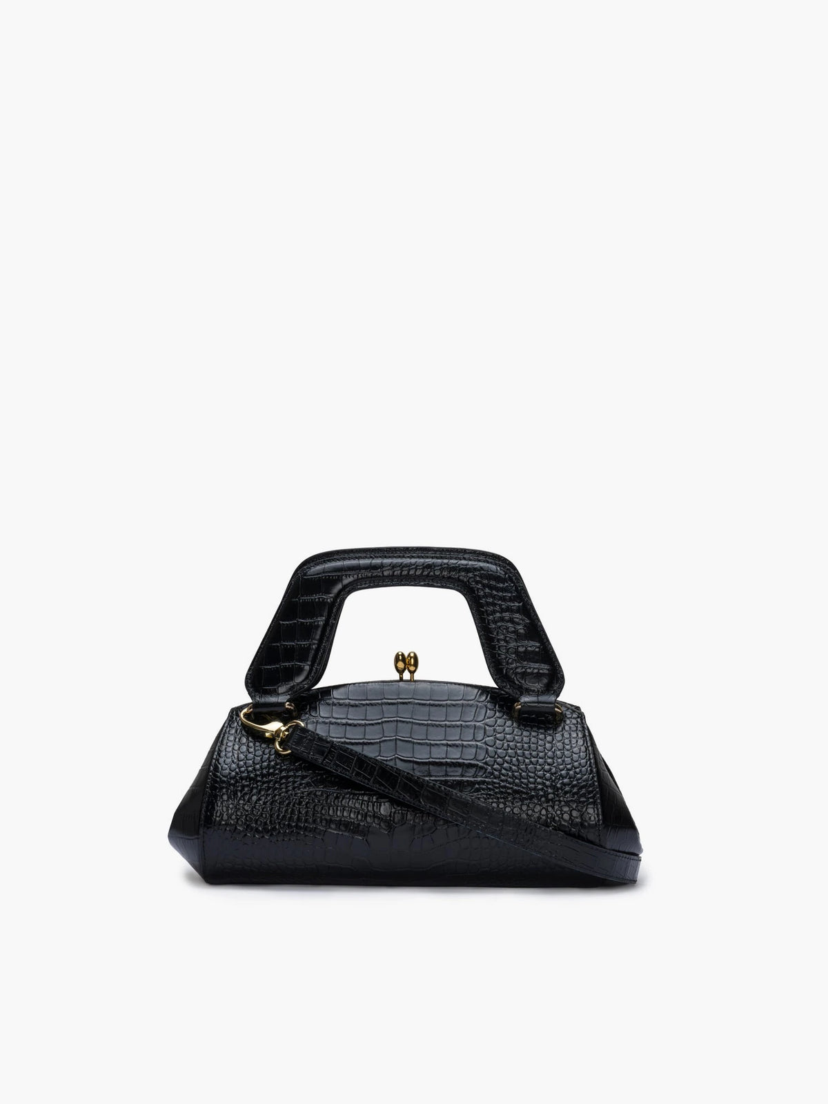 Polly Crocodile Black Bag - āim / Handmade in Italy