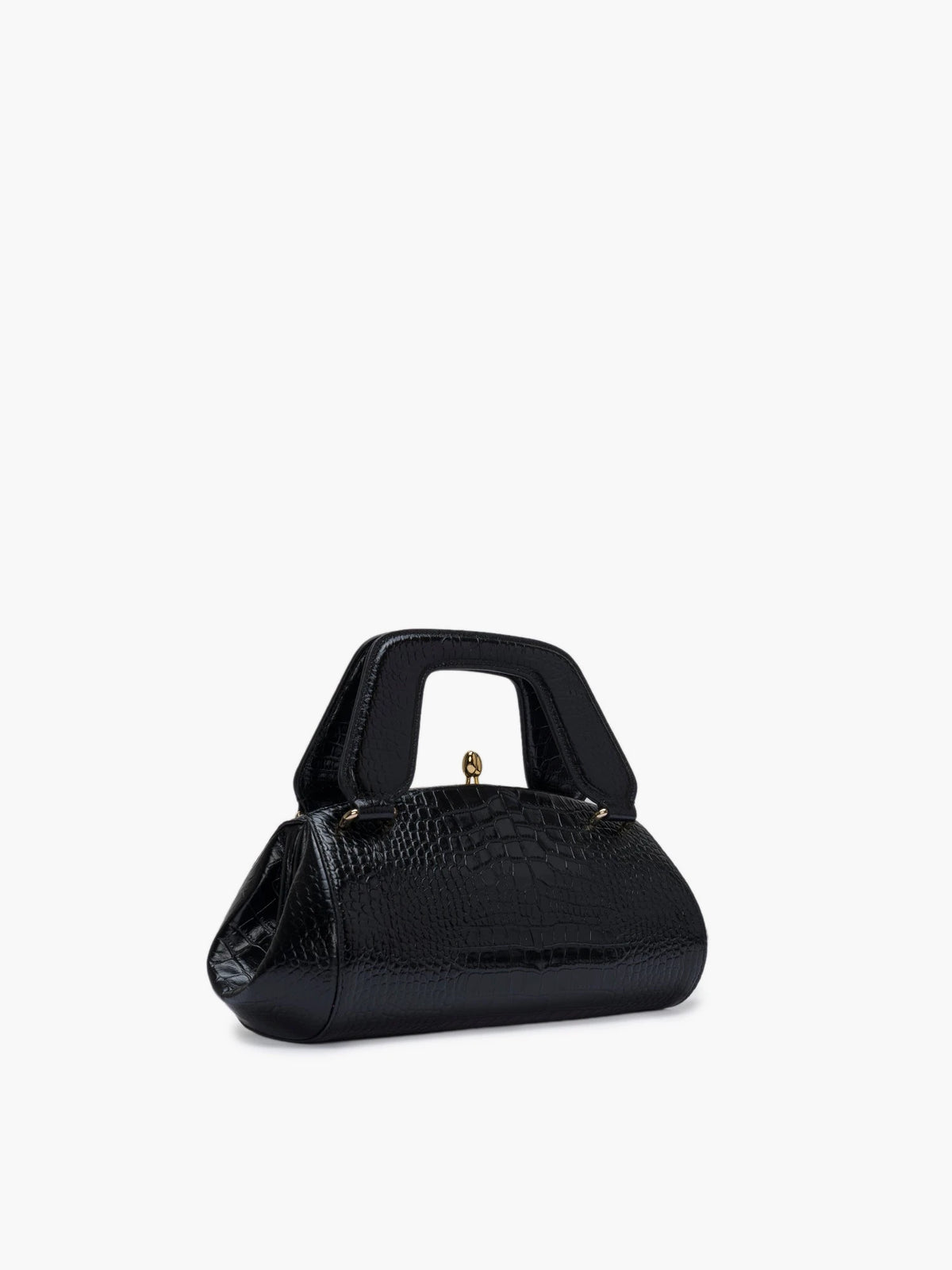 Polly Crocodile Black Bag - āim / Handmade in Italy